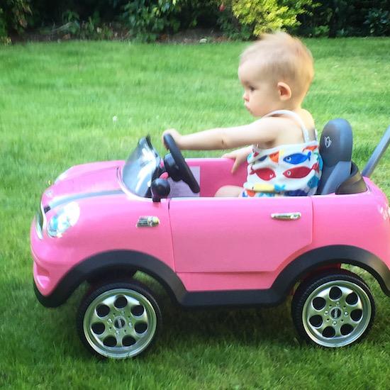 mini cooper push buggy pink