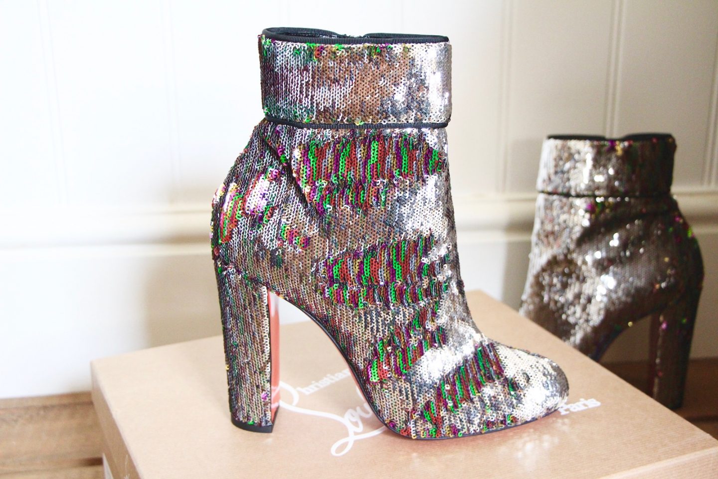 christian louboutin sequin booties